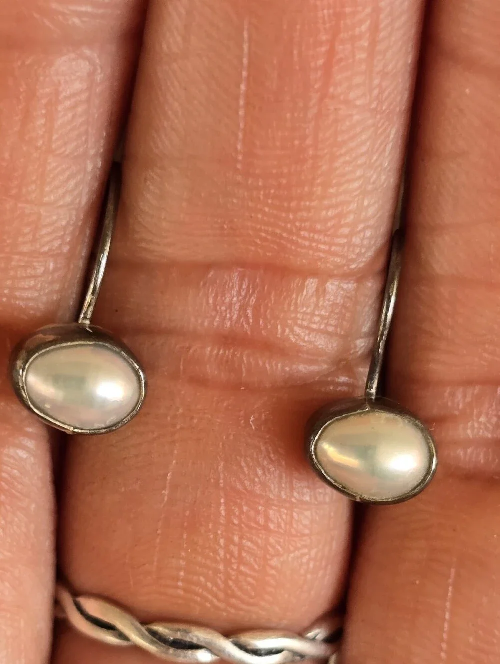 Super cute baroque nugget pearls set in sterling silver earrings